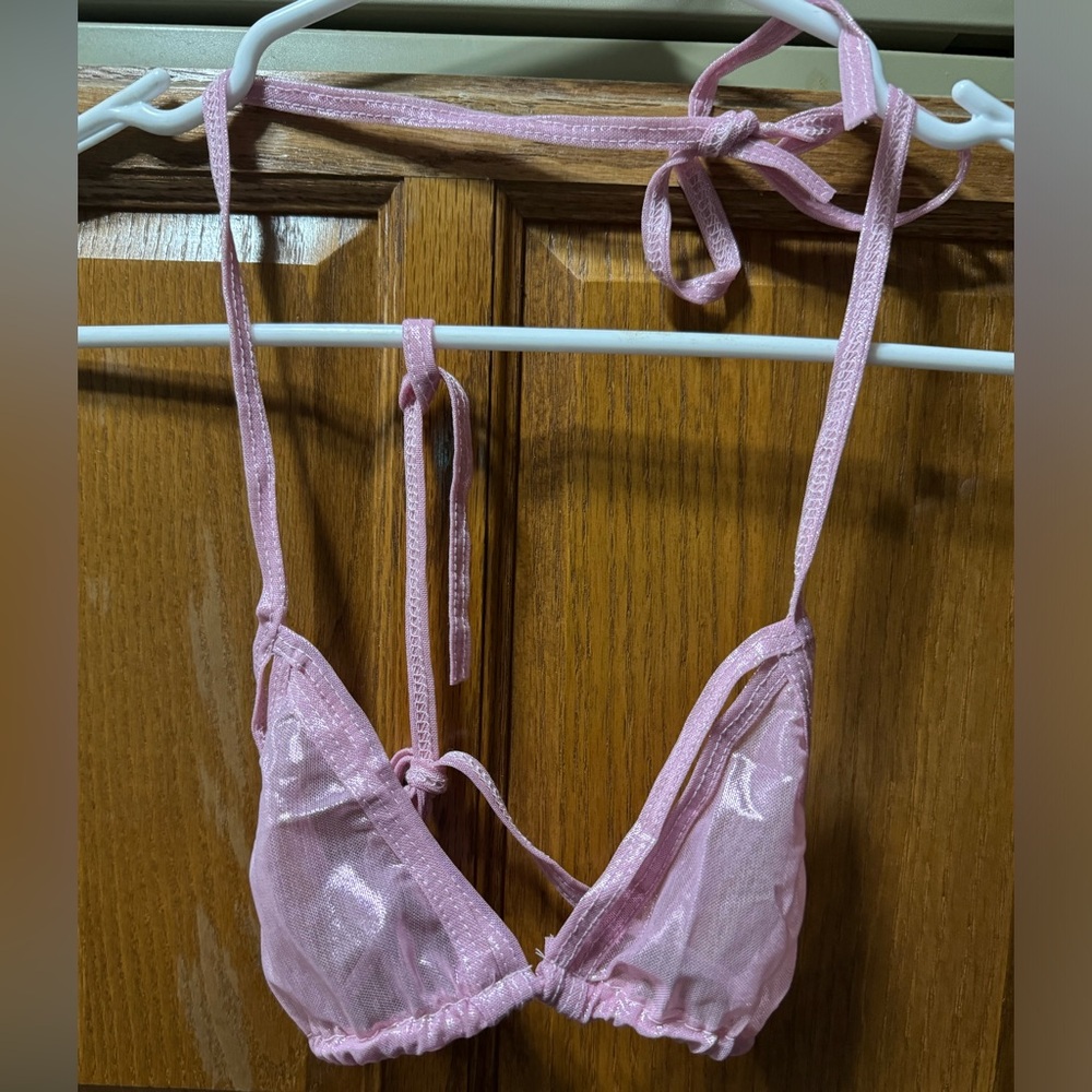 Rave Wonderland Pink Metallic Bikini Top. Size OS